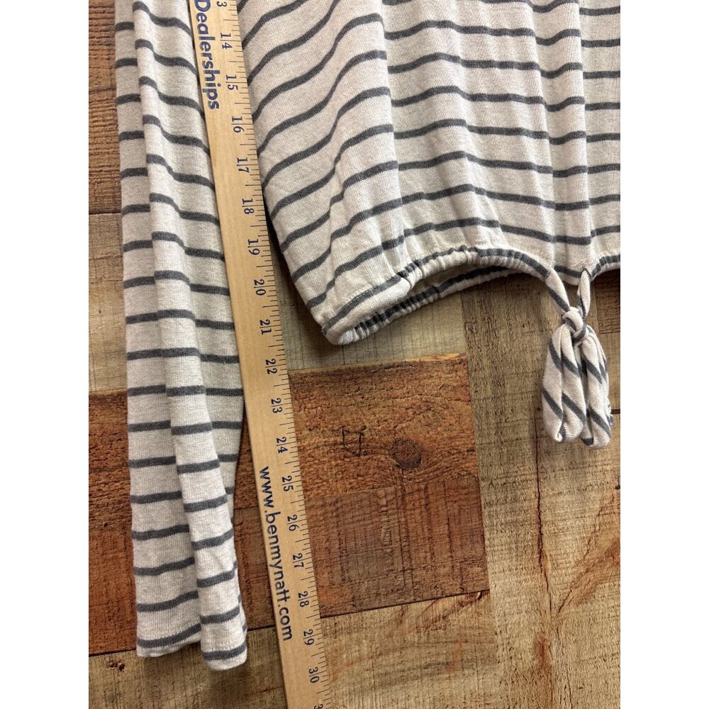 Chance Or Fate Striped Tie-Hem Cropped Long Sleeve Top L - Picture 4 of 6